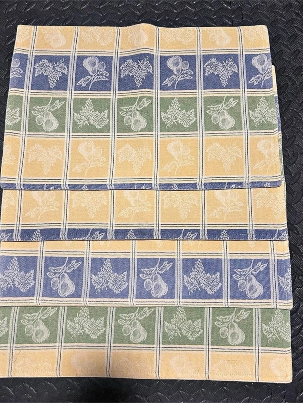 Sam Hedaya Cotton Checkered Kitchen Linen in Yellow & Blue